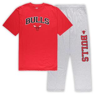 Мужская футболка Concepts Sport Red/Heather Grey с футболкой Chicago Bulls Big & Tall и пижамными штанами для сна