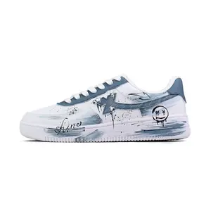 XTEP Кроссовки Air Force One с низким верхом для скейтборда, противоскользящие, износостойкие, мужские, белые, синие