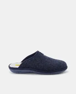 Мужские домашние тапочки из однотонной ткани темно-синего цвета Nordikas
