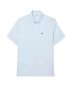 Светло-Голубая льняная рубашка Lacoste, синий