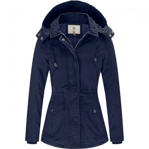 Парка WenVen Winter Thicken Cotton Warm With Removable Hood, темно-синий
