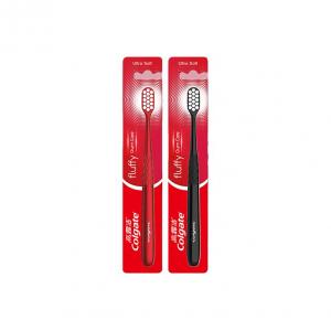 Мягкая зубная щетка для чистки с защитой десен Fleece Like Gum Protection Soft Fleece COLGATE, two-piece set: toothbrush # красный+toothbrush # черный