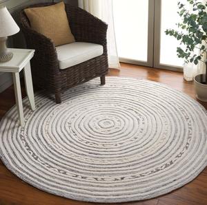 Ковер SAFAVIEH, 183 x 183 см, коллекции Ebony - Ivory & Grey, ручная работа из шерсти, идеально для гостиной, столовой, спальни (EBN811F)