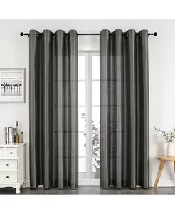 Домашняя жизнь, двухкомпонентная легкая базовая прозрачная верхняя штора с люверсами Kate Aurora, charcoal