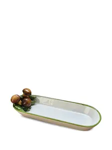 Грибной поднос из расписанной вручную керамики Les-Ottomans, белый