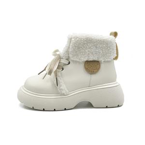 Термостойкие устойчивые к истиранию противоскользящие короткие зимние ботинки с эффектом увеличения роста для женщин CHERRY&KALIKA, Ecru