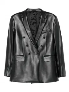 Двубортный кожаный пиджак Reveres 1949, черный