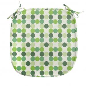 ABAKUHAUS Зеленая подушка для обеденного стула, круги разных тонов, декоративная водонепроницаемая подушка с ремнями для кухонных сидений, 40 см x 40 см, кремово-зеленый