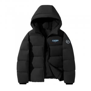Детская пуховая куртка с капюшоном Moderate Down Jacket Moderate Waterproof WARRIOR, черный/h синий letter k+h round logo left sleeve hook-and-loop k