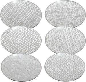 Certified International набор из 6 серебристых мозаичных тарелок для закусок 15 см ассорти дизайнов