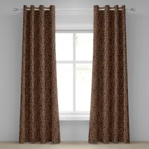 Современная штора на люверсах ABAKUHAUS, кофейные чашки и кружки, чайники, пирожные, кексы, конфеты, свежая выпечка - восхитительная иллюстрация, декоративные двухпанельные шторы, 280 см x 245 см, красное дерево цвета какао Abakuhaus