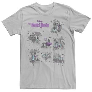 Мужская футболка с рисунком The Haunted Mansion Map Licensed Character, цвет Athletic Heather
