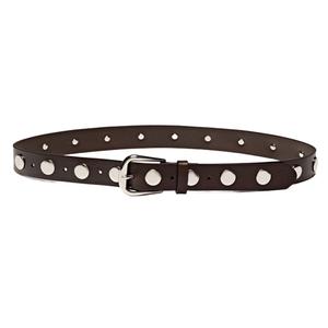 Ремень из кожи наппа с заклепками Massimo Dutti, коричневый