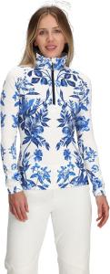 Женский базовый слой Obermeyer OLY, верх на молнии 1/4, влагоотводящая ткань для снега и катания на лыжах, White With Blue Midnight Flowers