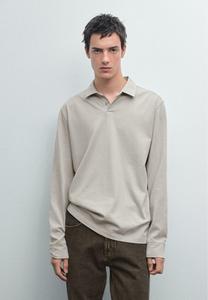 Поло Massimo Dutti DISTRESSED-EFFECT POLO NECK, Light Grey