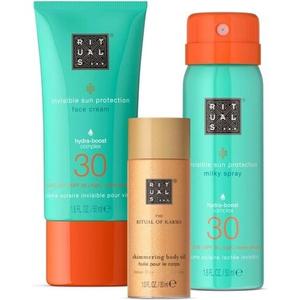 Солнцезащитный лосьон для лица The Ritual Of Karma Summer Trio Spf30 и осветляющее масло для тела Подарочный набор для ухода за кожей с защитой от солнца на основе белого чая и цветка лотоса, Rituals