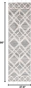 Ковер-дорожка SAFAVIEH, 69 x 244 см, Casablanca Collection, Grey & Ivory, ручной работы, марокканский бохо с геометрическим узором, шерстяной, с плетеными кистями, идеально подходит для помещений с высокой проходимостью в гостиной, спальне (CSB459F)