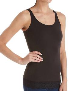 Майка с кружевной отделкой цвета черного дерева Elita