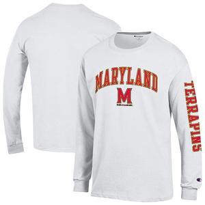 Мужская белая футболка с длинным рукавом maryland terrapins arch over logo 2-hit Champion