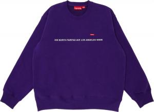 Толстовка Supreme Shop Small Box Crewneck - Los Angeles 'Purple', фиолетовый