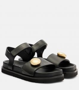 Плетеные кожаные сандалии Loewe, черный