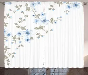 Светло-голубая штора в деревенском стиле ABAKUHAUS, цвет японской вишни, присборенная штора из тесьмы для спальни с петлями и крючками, 280 x 225 см, светло-голубой, серо-белый Abakuhaus