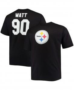 Мужские большие и высокие t.j. футболка с именем и номером игрока watt black pittsburgh steelers Fanatics, черный