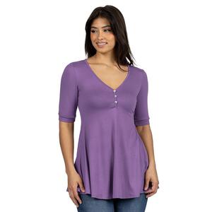 Женская туника с короткими рукавами и пуговицами 24seven Comfort Apparel 24Seven Comfort Apparel, цвет Lilac