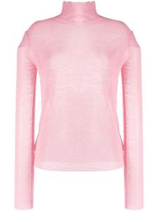 Jil Sander полупрозрачный джемпер с нашивкой-логотипом, розовый