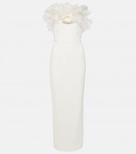 Платье-бюстье из кади с отделкой из органзы Alessandra Rich, белый