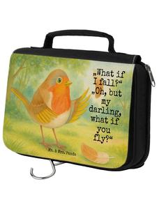 Mr. & Mrs. Panda Косметичка с рисунком в виде перьев малиновки, белого цвета