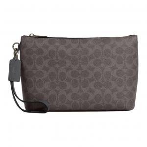 COACH Серый унисекс клатч из искусственной кожи большого размера