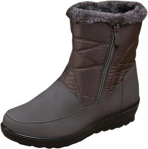Женские зимние ботинки с мехом, с отделкой на рабочей подошве против скольжения, западного стиля, замшевые, на молнии, с флисовой подкладкой, прогулочные обувь для женщин Generic, #D06-Brown