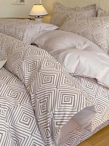 MIDO HOUSE Постельное белье 4 предмета, 200x220 см, простыня, цвет арт лайф - кофе