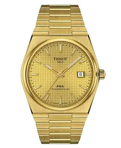 Мужские автоматические швейцарские часы Tissot PRX Powermatic 80 с золотым PVD-покрытием на стальном браслете, 40 мм