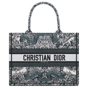 Сумка-шоппер из ткани BookTote, средний размер, женская, сине-белая DIOR