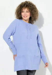 Джемпер с длинными рукавами и воротником на шнуровке Ulla Popken, Sky Blue