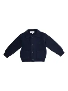 Кардиган с ребристым воротником Emporio Armani Kids, синий