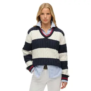 Свитер Superdry Stripe Oversized Cable, синий