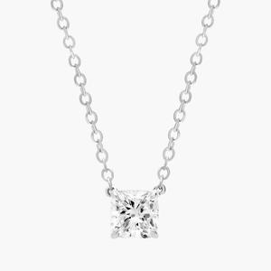 Подвеска-солитер с выращенным в лаборатории бриллиантом огранки «кушон» из 14-каратного белого золота (1/2 карата, два камня - FG / VS2-SI1) Blue Nile