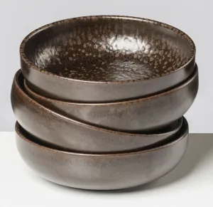 Чаша для хлопьев gipfelstück "Bell Sound", 4 предмета, керамогранит, скандинавский стиль, блестящая реактивная глазурь, каждое изделие уникально Ø 16 см, коричневый/бронзовый