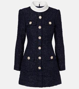 Мини-платье из букле Self-Portrait, Navy