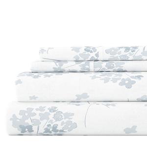 Комплект фланелевых простыней с глубокими карманами и органическим хлопком Urban Loft — легкий уход, устойчивость к морщинам, цвет Flower Bunch Blue