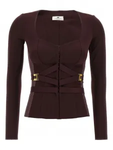 Топ-бюстье со вставками из тюля Elisabetta Franchi, красный