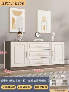 Yu Senyi Комод 140х40х66 см для гостиной и спальни из массива дерева, настенный, 5 ящиков, современный дизайн, цвет light luxury gray, в собранном виде