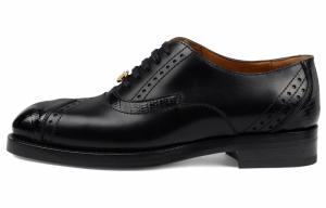 GUCCI Кожаные туфли на шнуровке, черные, женские