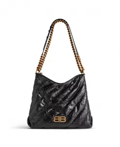 Стеганая сумка-хобо Crush Balenciaga, черный