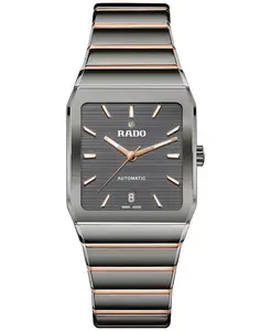 Унисекс-часы Swiss Automatic Anatom с корпусом из нержавеющей стали с розовым золотым PVD-покрытием и серым керамическим браслетом, 33 мм Rado