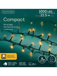 Lumineo Компактная гирлянда из 1000 светодиодов, 22,5 м, зеленый кабель, классический теплый белый цвет