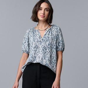 Блузка с защипами Petite Simply Vera Vera Wang, Sm Blue Feather